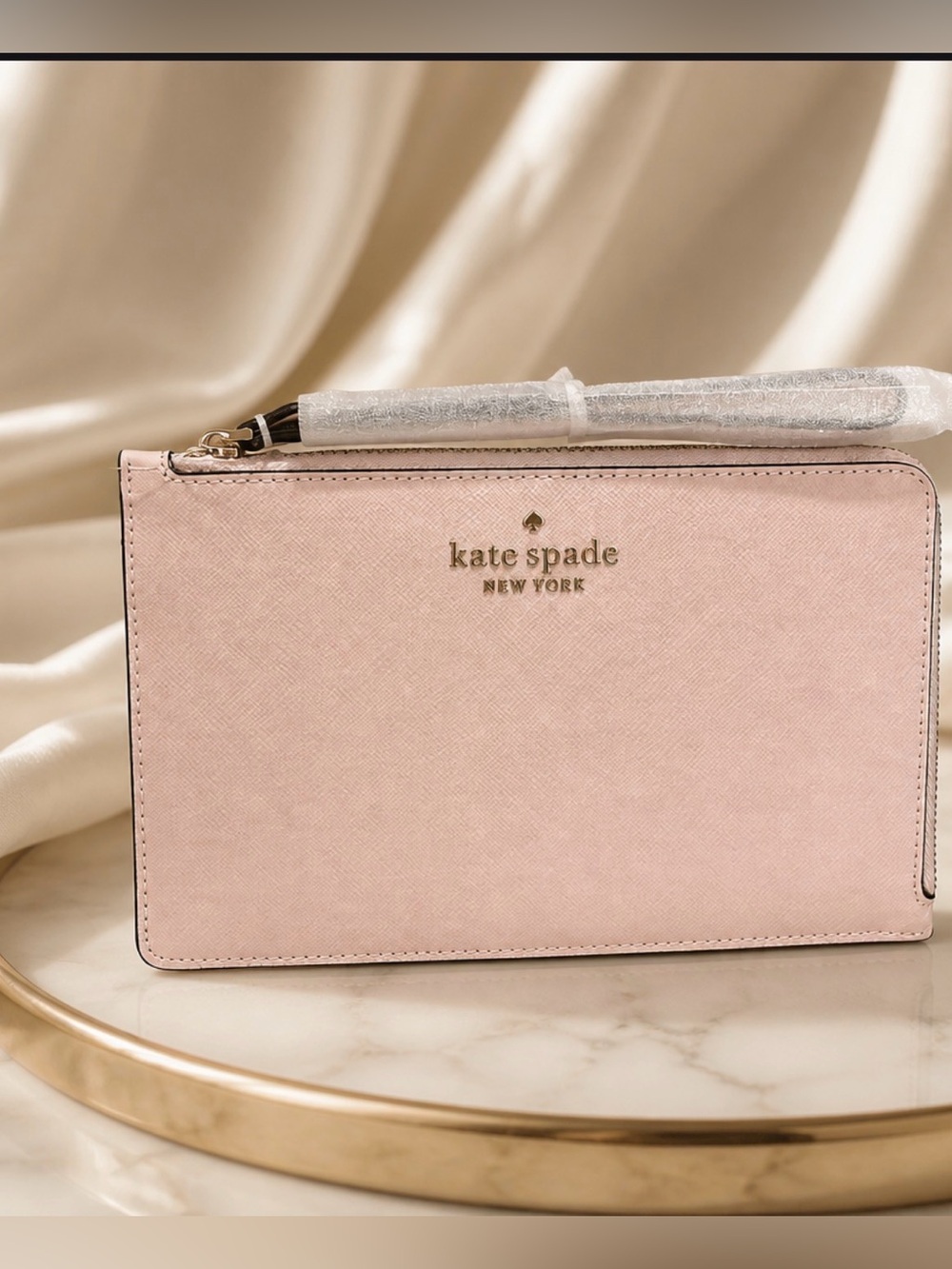 Kate Spade New York Blush Pink Saffiano Zip Wristlet NWT